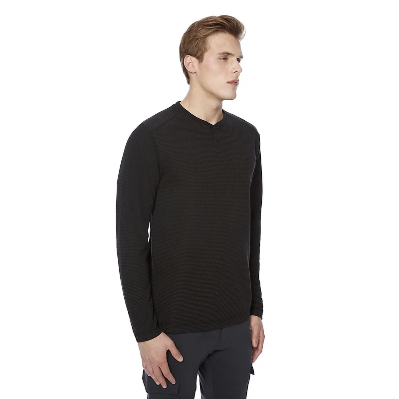 Henley à manches longues pour hommes Dark Black