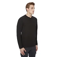 Henley à manches longues pour hommes Dark Black