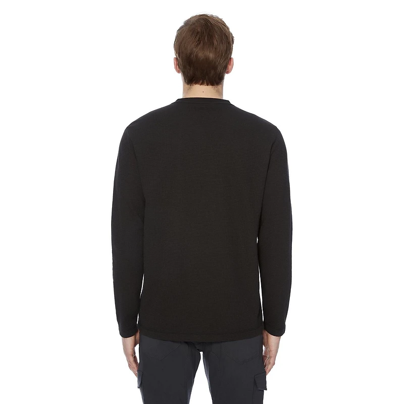 Henley à manches longues pour hommes Dark Black