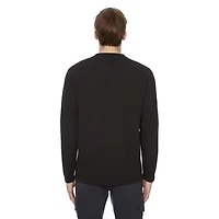 Henley à manches longues pour hommes Dark Black