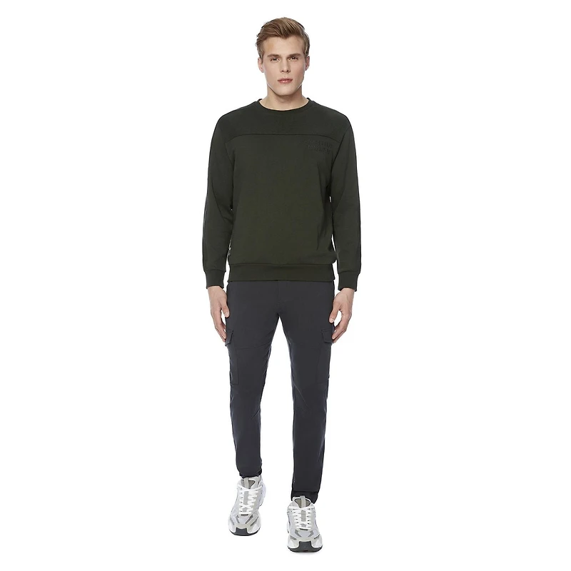 Dark Black Men's Long Sleeve Crew Neck, Sizes S-XXL