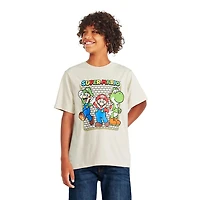 T-shirt à manches courtes Super Mario pour garçons Tailles TP–TG