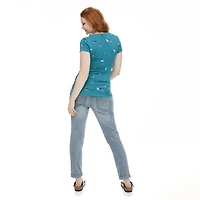 T-shirt imprimé à manches courtes avec encolure en V Paisley Sky Maternité