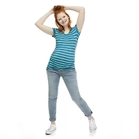 Paisley Sky Maternity Printed Short Sleeve V-Neckline Tee