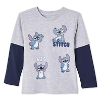 T-shirt trompe-l’œil Stitch Disney pour petits garçons