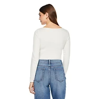 T-shirt à encolure dégagée henley George pour femmes