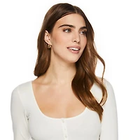 T-shirt à encolure dégagée henley George pour femmes
