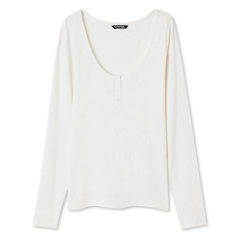 T-shirt à encolure dégagée henley George pour femmes