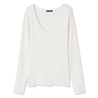 T-shirt à encolure dégagée henley George pour femmes