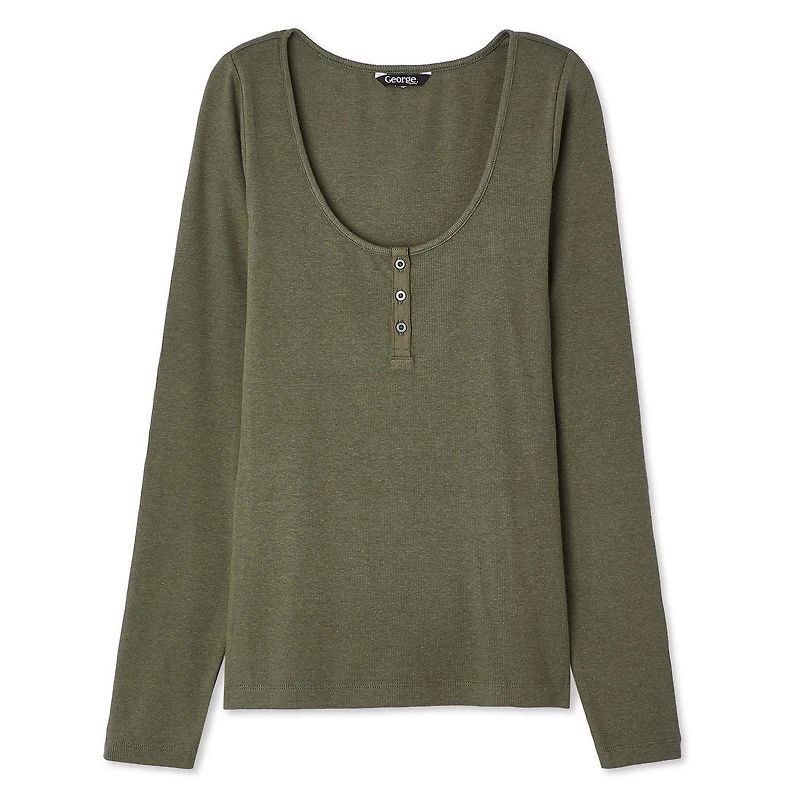 George Women's Scoop Neckline Henley