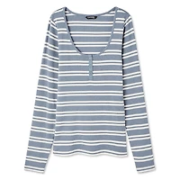 T-shirt à encolure dégagée henley George pour femmes Tailles TP–TTG