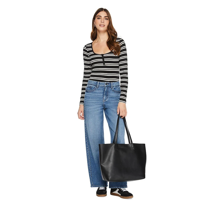 T-shirt à encolure dégagée henley George pour femmes Tailles TP–TTG