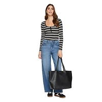 T-shirt à encolure dégagée henley George pour femmes Tailles TP–TTG