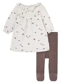 modern moments™ by Gerber® - Smocked Dress + Tights - Rainy Day Horse, 2 piece