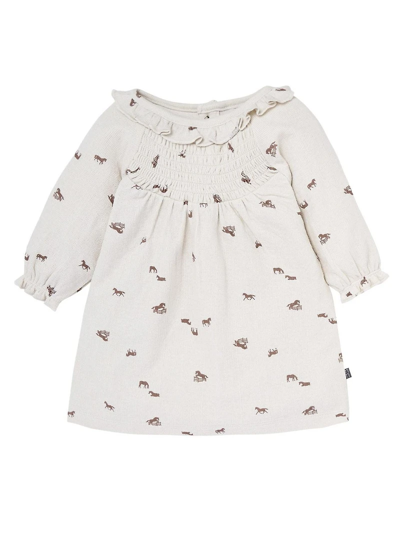 modern moments™ by Gerber® - Smocked Dress + Tights - Rainy Day Horse, 2 piece