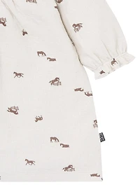 modern moments™ by Gerber® - Smocked Dress + Tights - Rainy Day Horse, 2 piece