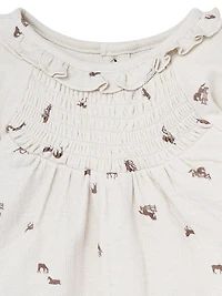 modern moments™ by Gerber® - Smocked Dress + Tights - Rainy Day Horse, 2 piece