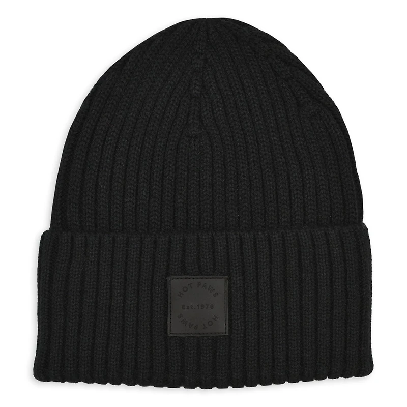 Hot Paws Bonnet tricot avec patch pour hommes CHAPEAU HOMME