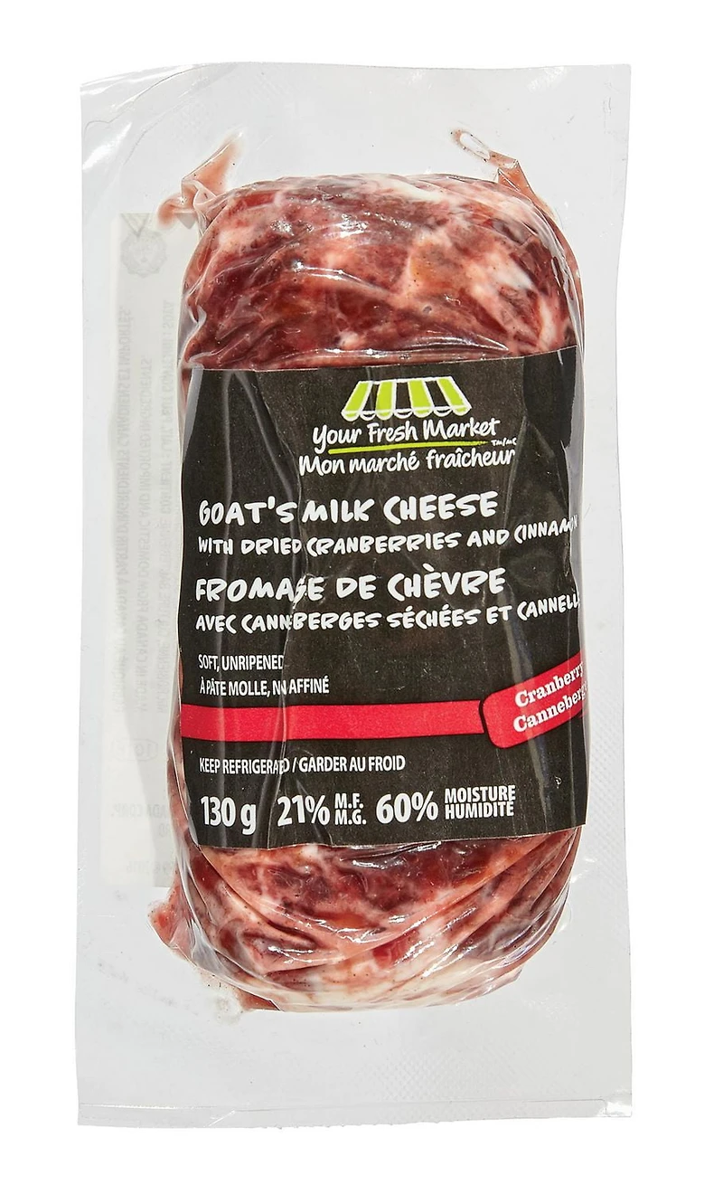 Fromage de chèvre Mon marché fraîcheur avec canneberges séchées et cannelle