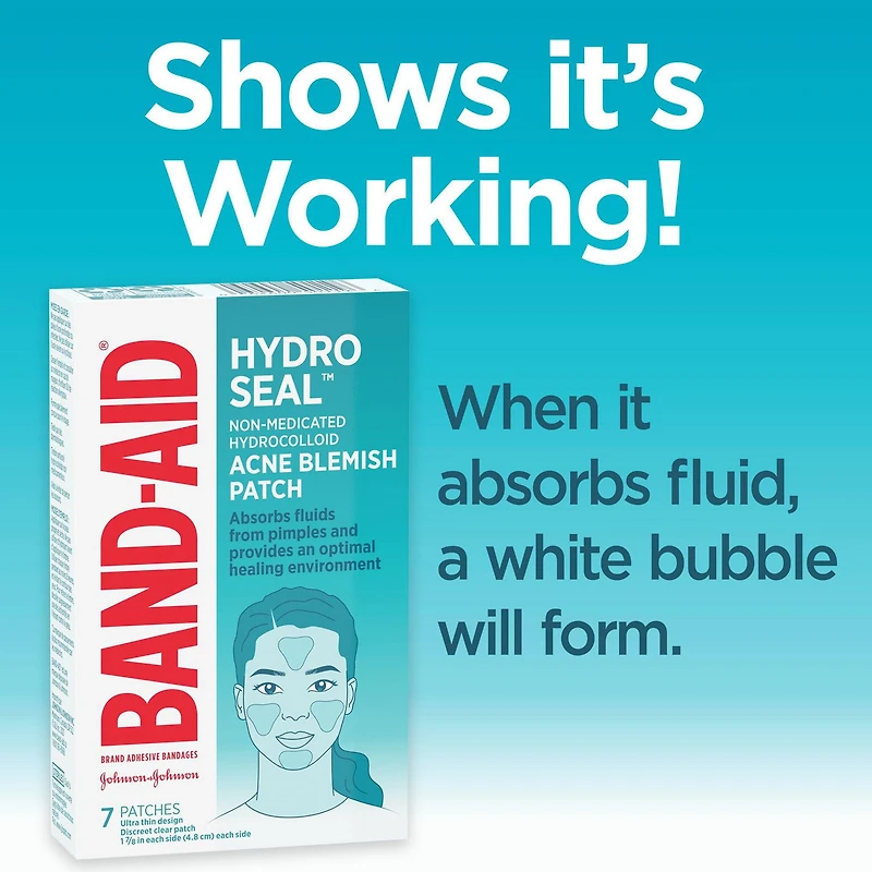 Timbre antiacné Band-Aid Hydro Seal, Timbre hydrocolloïde pour les boutons, Soin Visage pour les boutons - 7 u.
