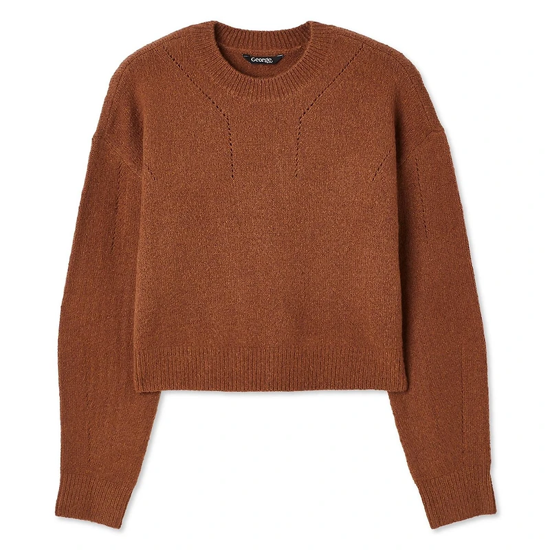 Chandail écourté à encolure ras du cou George pour femmes Tailles TP–TTG