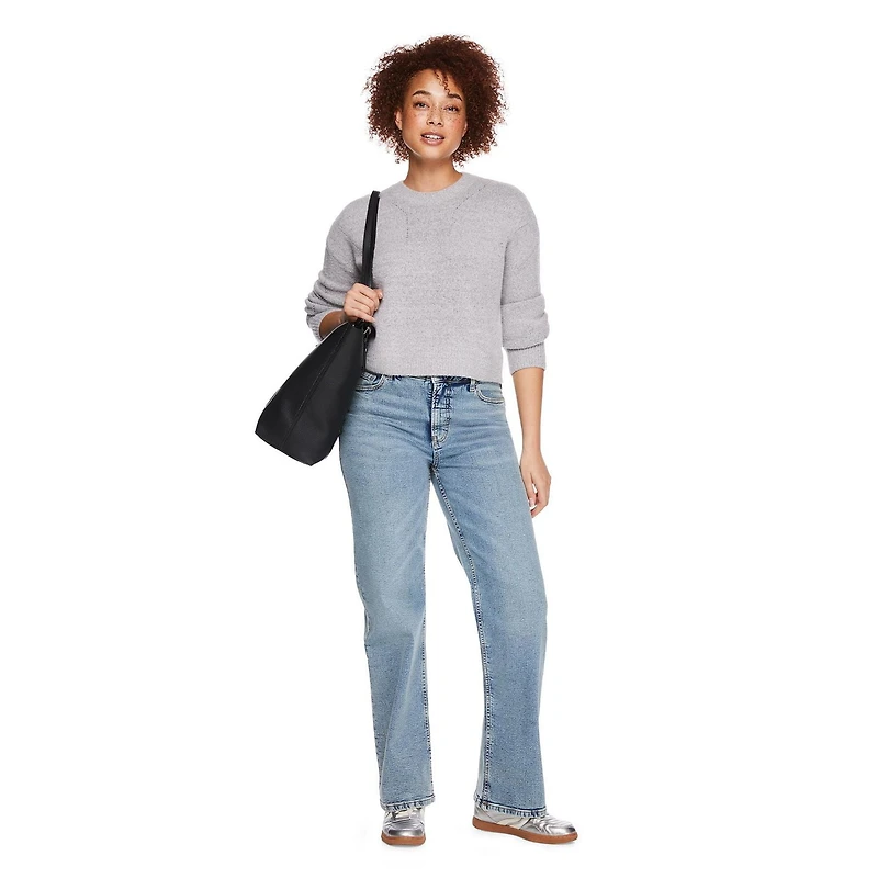 Chandail écourté à encolure ras du cou George pour femmes Tailles TP–TTG