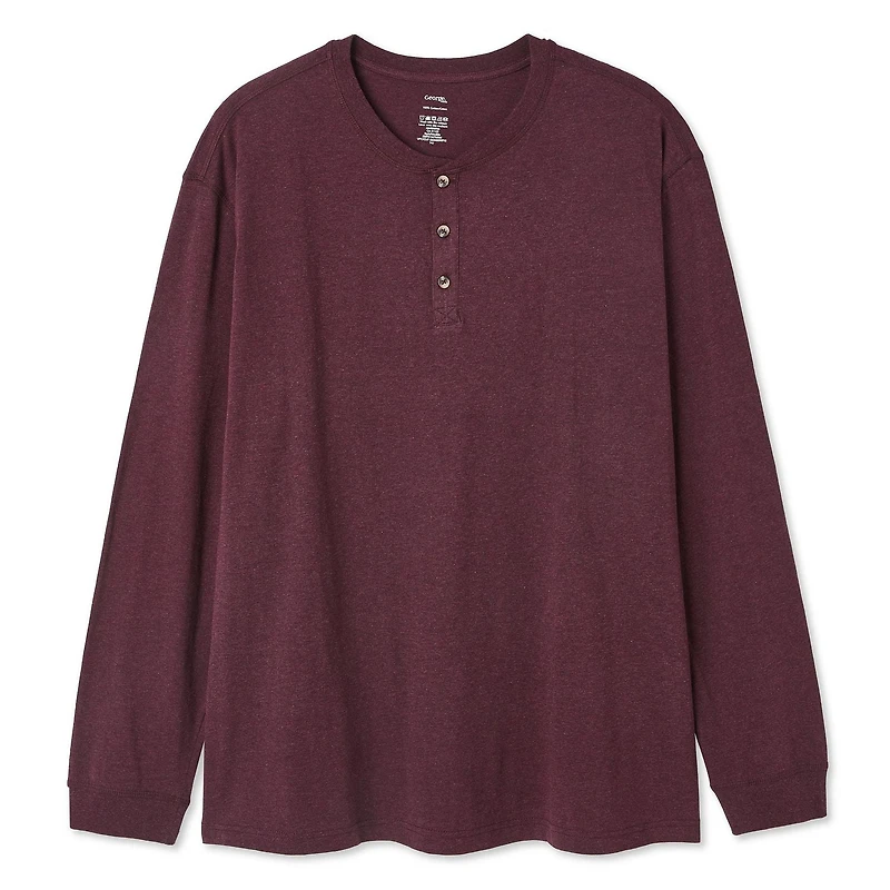 T-shirt henley à manches longues George Plus pour hommes