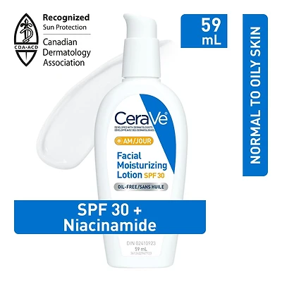 CeraVe Lotion Hydratante Quotidienne pour le Visage FPS 30 avec Acide Hyaluronique et Niacinamide | Hydratant Quotidien Sans Parfum pour le Visage Lotion hydratante SPF 30
