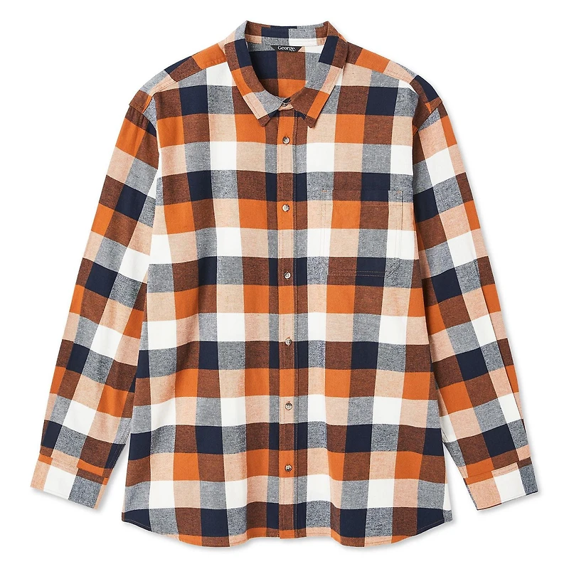 George Big Men's Flannel Shirt, Sizes 3XL-5XL
