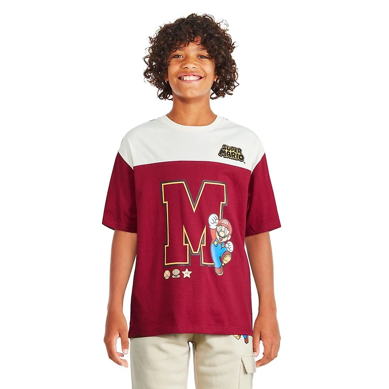 Super Mario Boys' Short Sleeve Tee, Sizes XS-XL