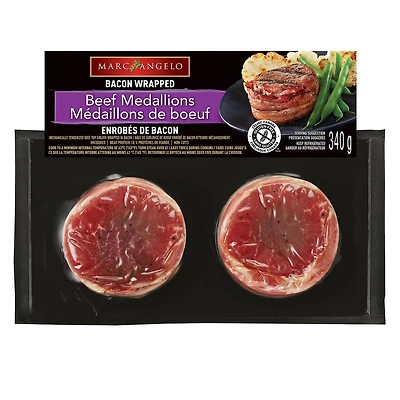 Marcangelo Bacon Wrapped Beef Medallions, 2 medallions, 340 g