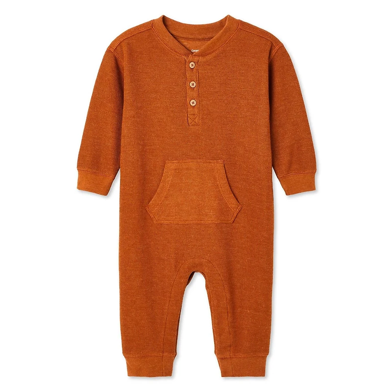 Barboteuse à encolure henley en tricot gaufré George pour bébés garçons