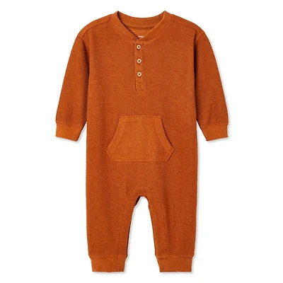 Barboteuse à encolure henley en tricot gaufré George pour bébés garçons