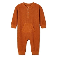 Barboteuse à encolure henley en tricot gaufré George pour bébés garçons