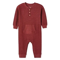 George Baby Boys' Waffle Henley Romper, Sizes 0-24 months