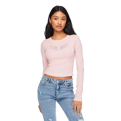 T-shirt bébé à manches longues No Boundaries pour femmes Tailles TP–TTG