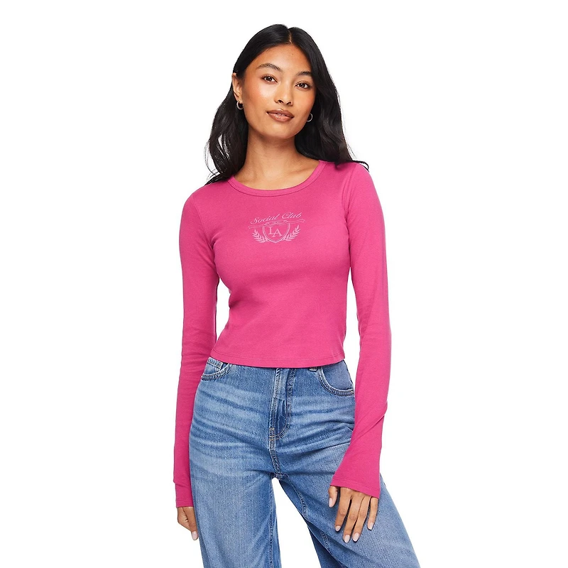 T-shirt bébé à manches longues No Boundaries pour femmes Tailles TP–TTG