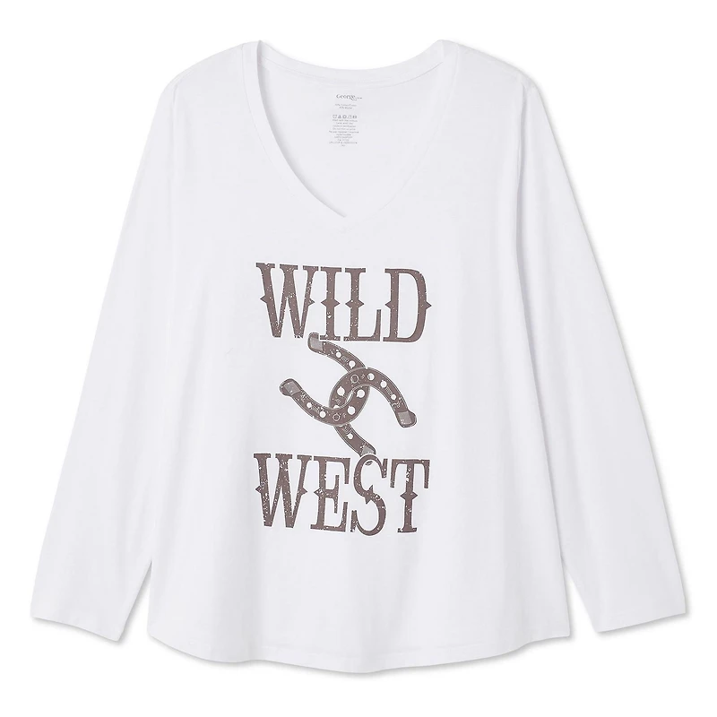 T-shirt à encolure en V George Plus pour femmes Tailles 1X-4X