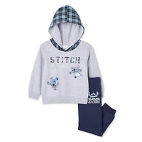 Ensemble 2 pièces avec haut à capuchon Stitch Disney pour petits garçons