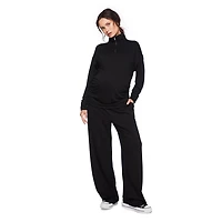 Paisley Sky Maternity Long Sleeve Quarter-Zip Fleece Popover