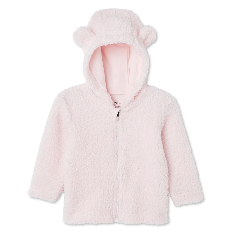 Haut à capuchon zippé en peluche George pour bébés filles Tailles 0-24 mois