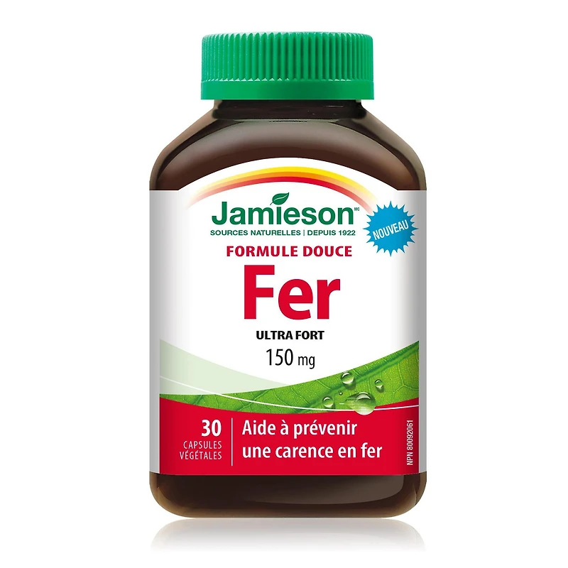 Jamieson capsules fer formule douce, 150 mg, ultra fort, 30 capsules