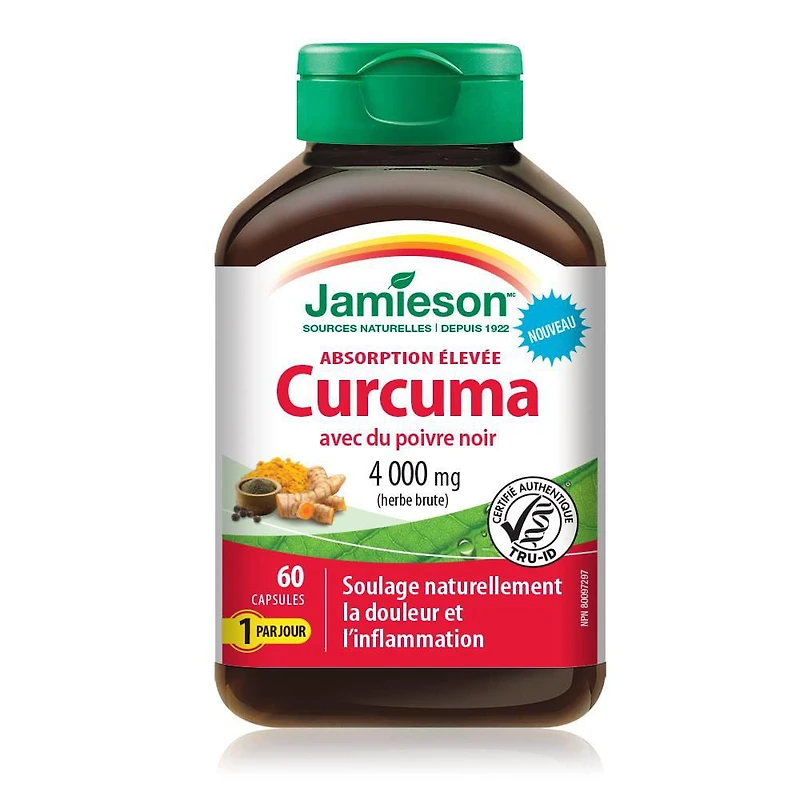 Jamieson Curcuma avec du poivre noir 4,000 mg 60 gélules