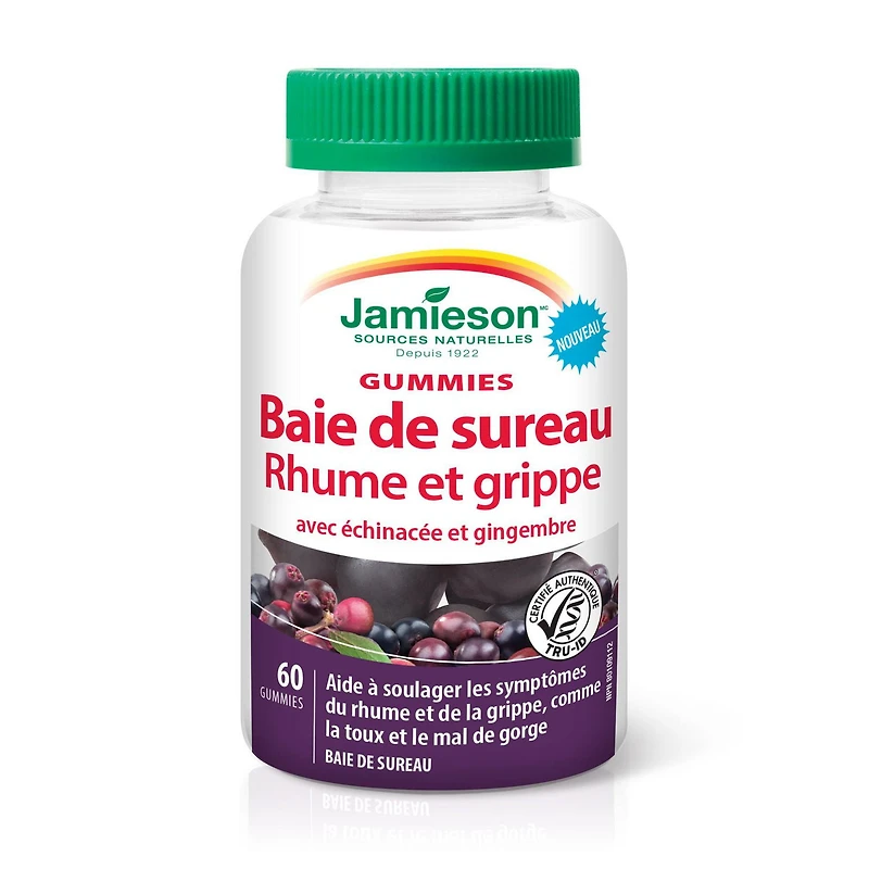 Jamieson Baie De Sureau Rhume et Grippe Gummy 60 gommes