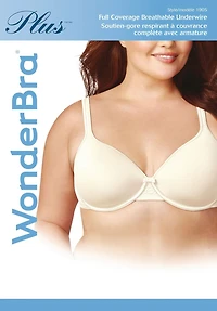 WonderBra Plus Full Coverage Breathable Underwire Bra, Size 40DD - 46DD