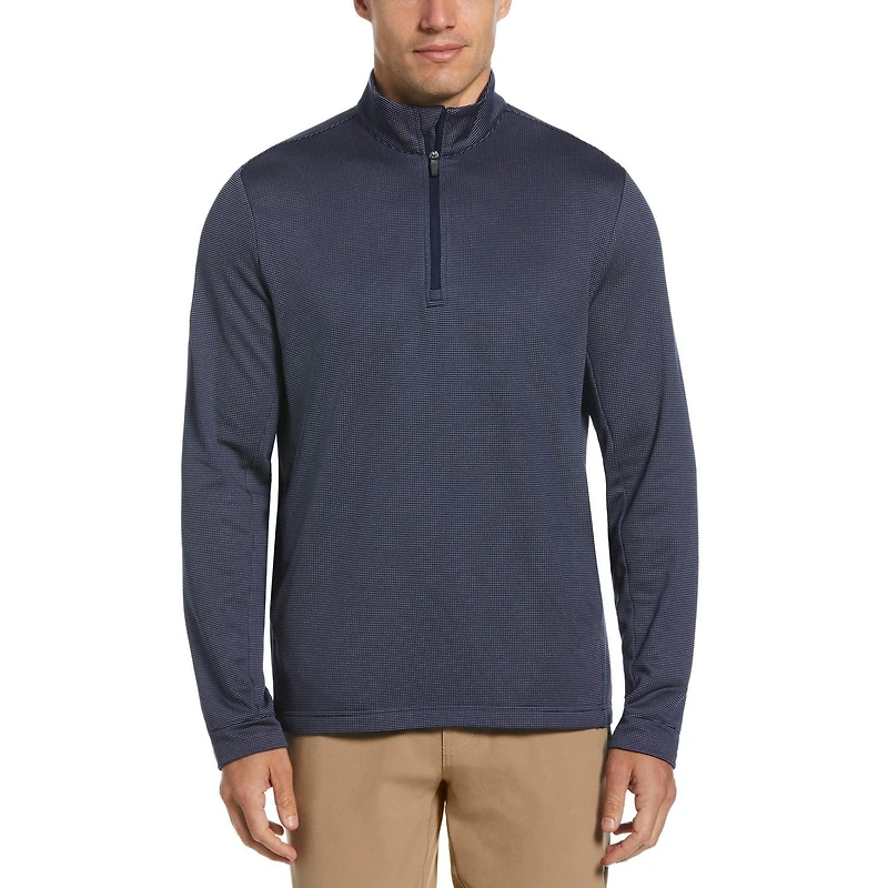 Ben Hogan Men's Micro Jacquard Quarter Zip Golf Sweater