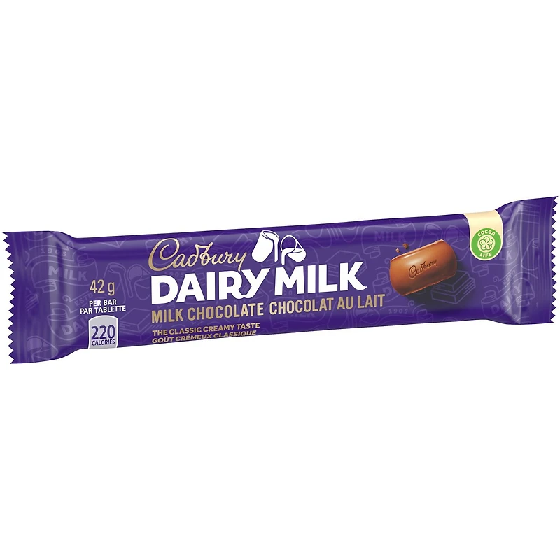 Cadbury Dairy Milk, Milk Chocolate, The Classic Creamy Taste, Chocolate Bar, 42 g, 42 g