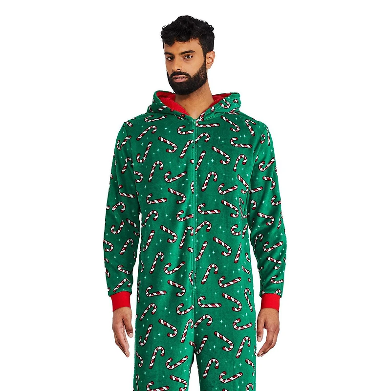 Grenouillères en peluche avec imprimé de cannes de bonbon George pour toute la famille