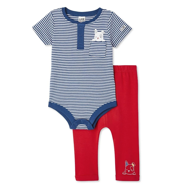 Love Ellen DeGeneres Baby Boys' Organic Cotton Bodysuit and Pant Set