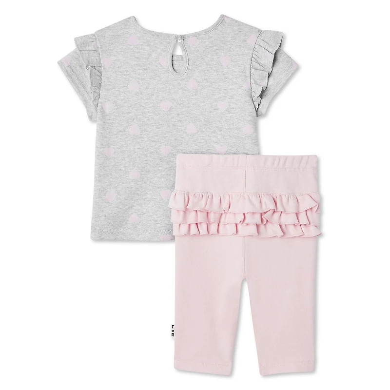 Love Ellen DeGeneres Baby Girls' Organic Cotton Ruffle Tee and Pant Set